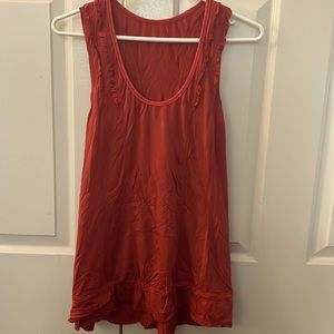 Lululemon Tank Dark Orange Long with adjustable bottom.